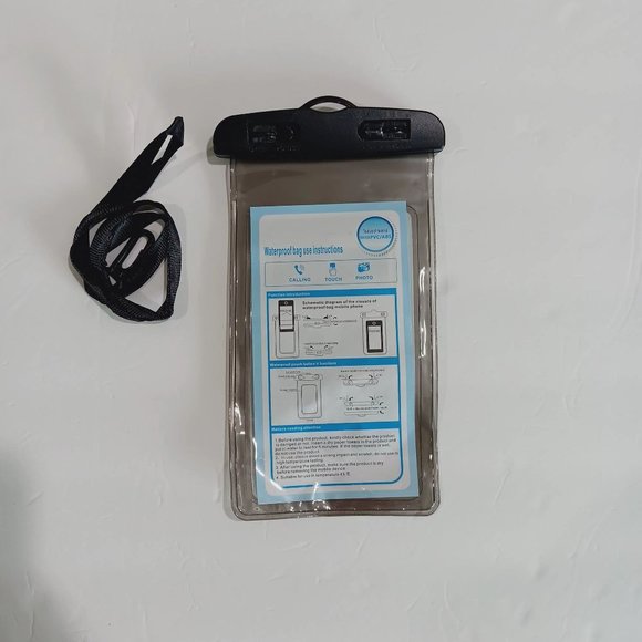 New Waterproof Phone Pouch with Lanyard Size 7x4 in Black Color Non-toxic PVC/AB - Picture 2 of 8